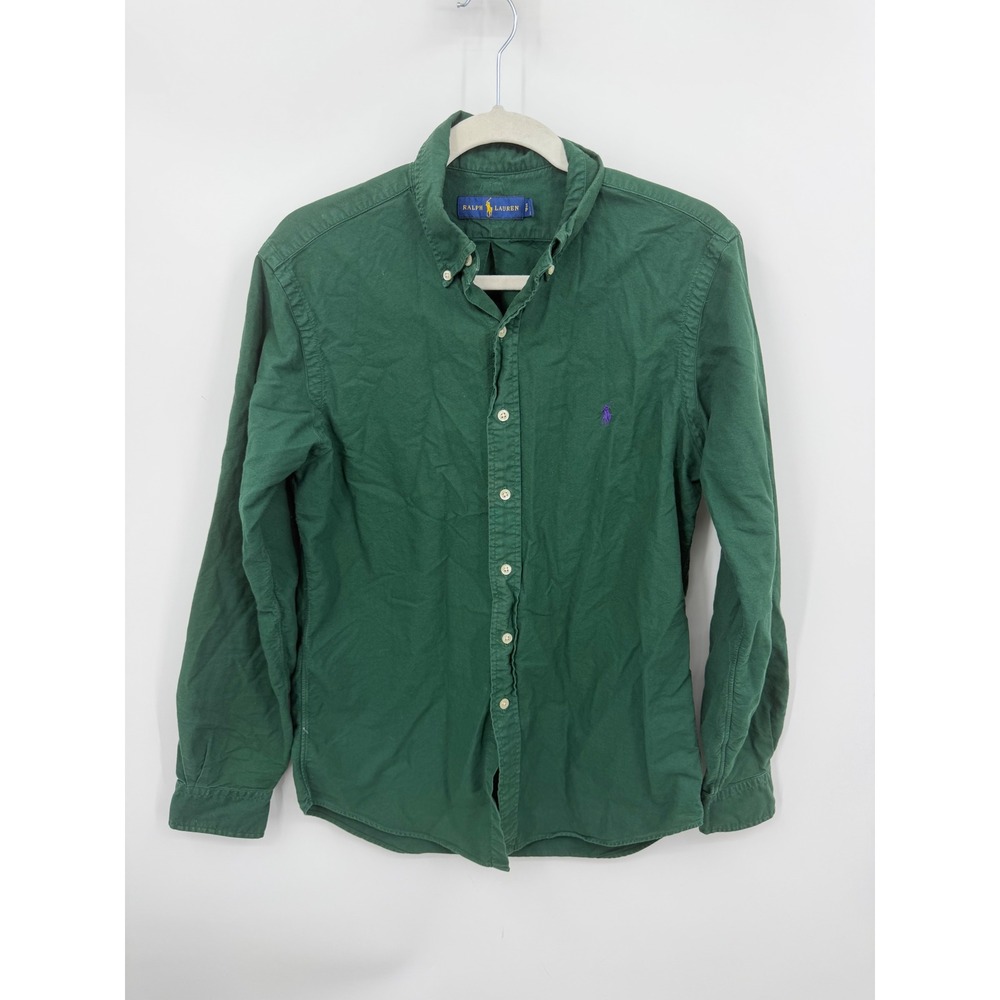 Ralph Lauren Button Down Shirt Mens Small Green Long Sleeve Cotton Pony Logo